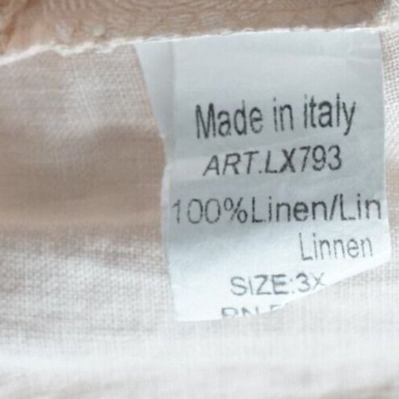 NWT Puro Lino Dress Women 3X Linen Shift Italy Work Party Dots‎ Beige Sleeveless - Picture 10 of 10